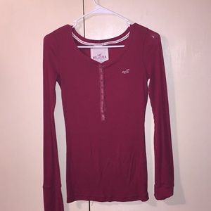 Red Hollister Long Sleeve Stretch Top